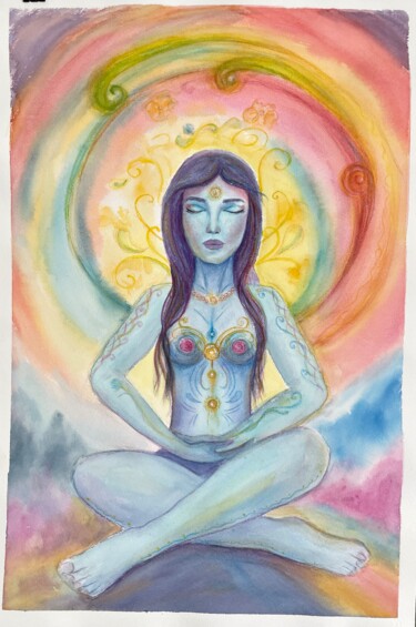 Painting titled "Meditation" by Viktoriia Kirilenko, Original Artwork, Watercolor