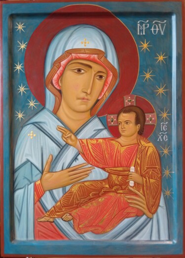 Pittura intitolato "Christian icon. Ico…" da Viktoriia Kolosovska, Opera d'arte originale, Tempera