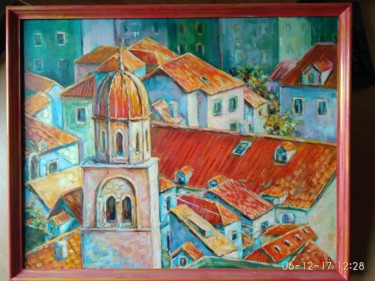 Картина под названием "Крыши Дубровника. К…" - Viktoria Kriptova, Подлинное произведение искусства, Масло