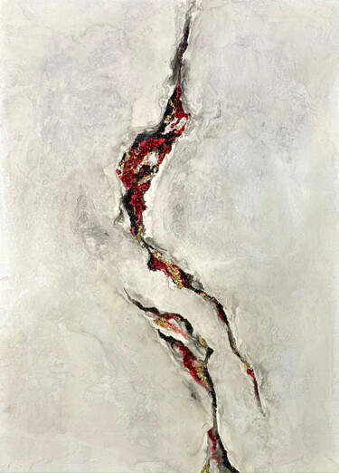 Peinture intitulée "Red scar" par Viktoria Kuprina, Œuvre d'art originale, Acrylique