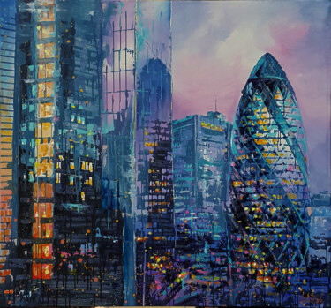 Painting titled "London Mary Axe Tow…" by Viktoria Lapteva, Original Artwork, Acrylic