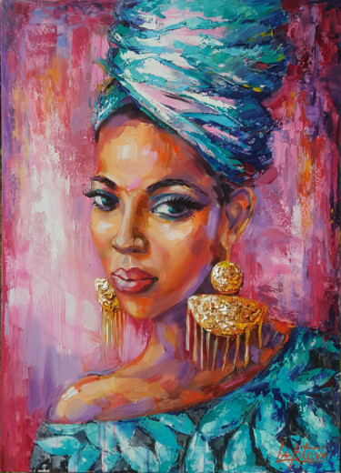 Painting titled "Aroma of Africa  -…" by Viktoria Lapteva, Original Artwork, Oil Mounted on Wood Stretcher frame