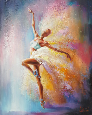 Painting titled "Dance of light  - p…" by Viktoria Lapteva, Original Artwork, Oil Mounted on Wood Stretcher frame