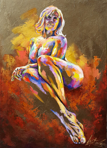 Картина под названием "Painting Touch of l…" - Viktoria Lapteva, Подлинное произведение искусства, Масло Установлен на Дерев…