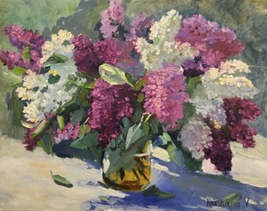 Painting titled "lilac" by Viktoriia Kolesnikova, Original Artwork, Oil