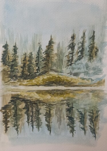 Malerei mit dem Titel "Forêt" von Viktoria Palamarchuk, Original-Kunstwerk, Aquarell