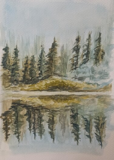 Peinture intitulée "Forêt" par Viktoria Palamarchuk, Œuvre d'art originale, Aquarelle