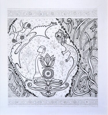 Malarstwo zatytułowany „The Stone Flower” autorstwa Viktoria Patrusheva, Oryginalna praca, Długopis żelowy