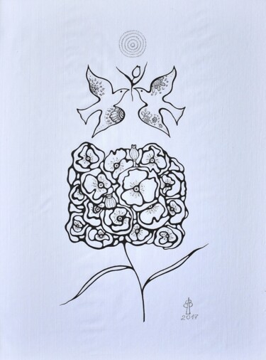 Картина под названием "Bouquet creation" - Viktoria Patrusheva, Подлинное произведение искусства, Гелевая ручка