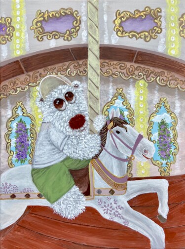 Painting titled "«Карусель»" by Viktoriia Ridel, Original Artwork, Acrylic Mounted on Wood Panel