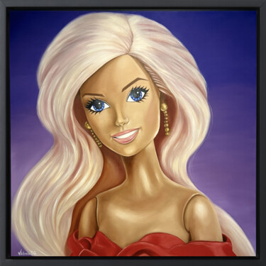 Painting titled "Barbie VI" by Viktoria Sg, Original Artwork, Oil Mounted on Wood Stretcher frame