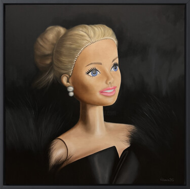Painting titled "Barbie I" by Viktoria Sg, Original Artwork, Oil Mounted on Wood Stretcher frame