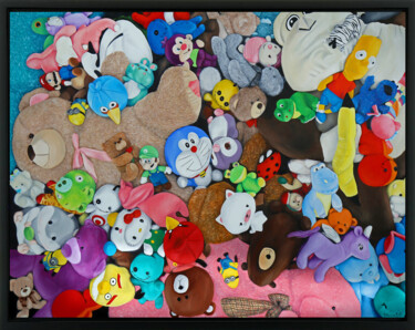 Картина под названием "Fluffy wall I" - Viktoria Sg, Подлинное произведение искусства, Масло Установлен на Деревянная рама д…