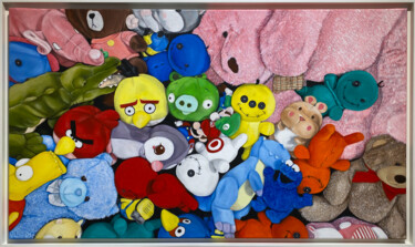 Painting titled "TOY BOX" by Viktoria Sg, Original Artwork, Oil Mounted on Wood Stretcher frame