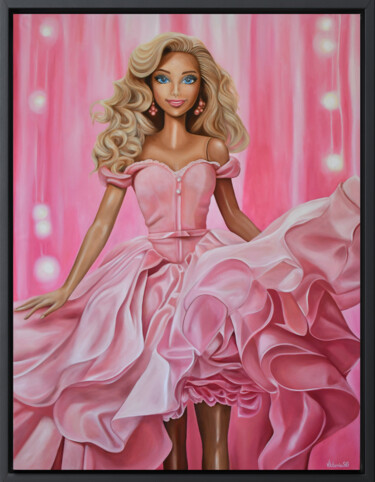 Painting titled "Barbie VII" by Viktoria Sg, Original Artwork, Oil Mounted on Wood Stretcher frame