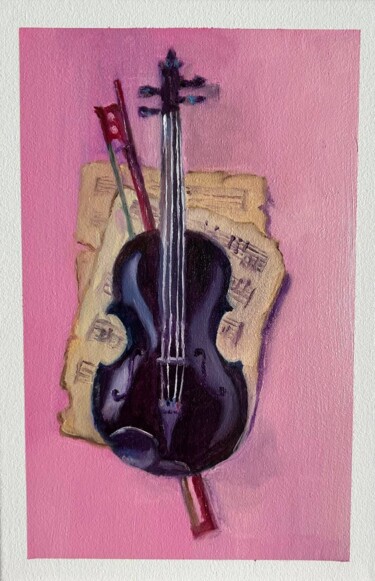 Painting titled "violin" by Viktoria Sokolova, Original Artwork, Oil