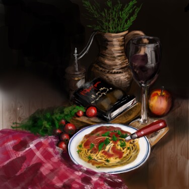 Digital Arts titled "Aristocrat dinner" by Viktoria Sokolova, Original Artwork, Digital Painting