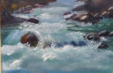 Картина под названием "горная речка" - Виктория Торопова, Подлинное произведение искусства, Масло