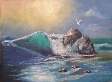 Картина под названием "морская стихия" - Виктория Торопова, Подлинное произведение искусства, Масло