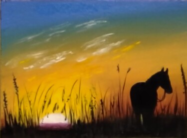 Картина под названием "ночное" - Виктория Торопова, Подлинное произведение искусства, Масло Установлен на картон