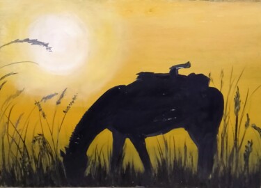 Peinture intitulée "лошадь" par Viktoriia Toropova, Œuvre d'art originale, Huile