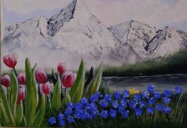 Pintura intitulada "весна в горах" por Viktoriia Toropova, Obras de arte originais, Guache