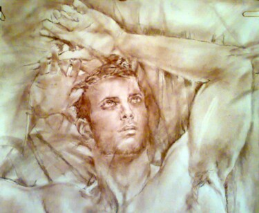 Painting titled "Male torso painting…" by Viktoria Day, Original Artwork, Pastel