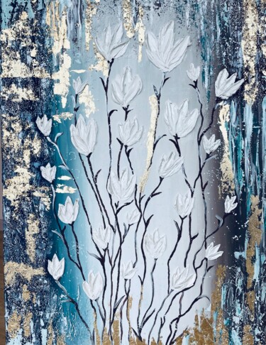 Pintura titulada "Белые тюльпаны" por Viktoriia Balandina, Obra de arte original, Acrílico Montado en Bastidor de camilla de…