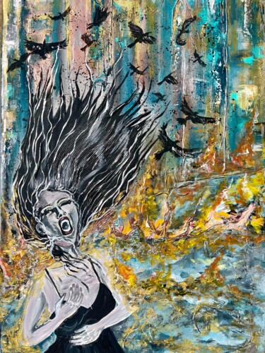 绘画 标题为“Tragedy of Bucha” 由Viktoriia Balandina, 原创艺术品, 丙烯 安装在木质担架架上