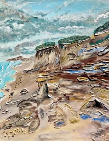 Painting titled "Native Coast ( My U…" by Viktoriia Balandina, Original Artwork, Acrylic Mounted on Wood Stretcher frame