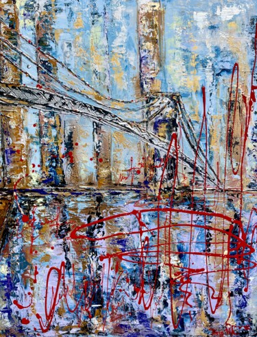 Картина под названием "Manhattan Lights" - Viktoriia Balandina, Подлинное произведение искусства, Акрил Установлен на Деревя…