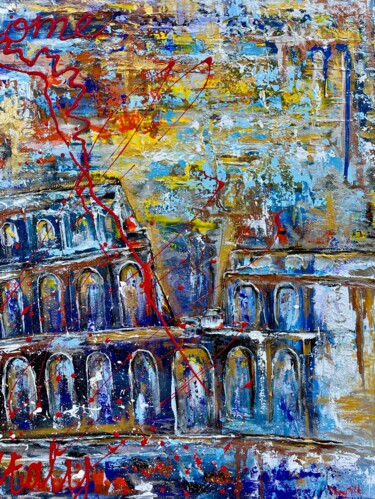 Pintura intitulada "Rome Lights" por Viktoriia Balandina, Obras de arte originais, Acrílico Montado em Armação em madeira