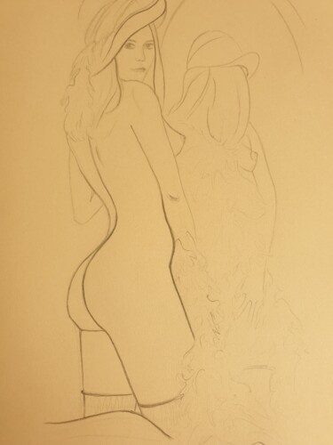 Рисунок под названием "Набросок девушки в…" - Виктория Бурдейко, Подлинное произведение искусства, Карандаш