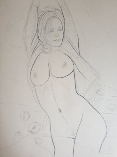 「Набросок девушки с…」というタイトルの描画 Виктория Бурдейкоによって, オリジナルのアートワーク, 鉛筆