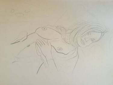 Рисунок под названием "Набросок девушки с…" - Виктория Бурдейко, Подлинное произведение искусства, Карандаш
