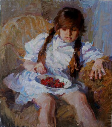 Painting titled "The berry ripens" by Viktoriia Chaus, Original Artwork, Oil
