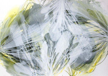 Abstract acrylic contemporary painting floral green Peinture intitulée "Abstract acrylic co…" par Viktoriia Epifanova (Flartina), Œuvre d'art originale, Acrylique