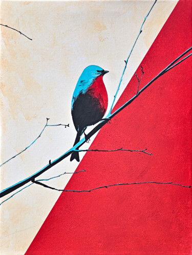 Peinture intitulée "Robin" par Viktoriia Gladkova, Œuvre d'art originale, Acrylique