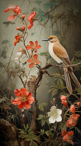 Цифровое искусство под названием "A Bird's Haven" - Viktoriia Gladkova, Подлинное произведение искусства, Изображение, сгене…