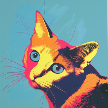 Digitale Kunst mit dem Titel "Andy's cat" von Viktoriia Gladkova, Original-Kunstwerk, KI-generiertes Bild