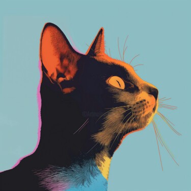 Digitale Kunst getiteld "Black cat" door Viktoriia Gladkova, Origineel Kunstwerk, AI gegenereerde afbeelding