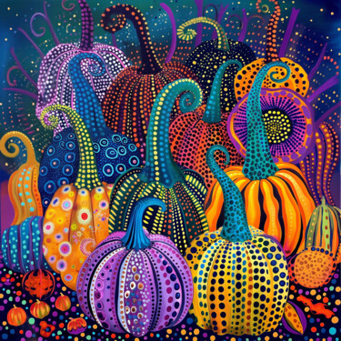 Digitale Kunst mit dem Titel "Pumpkins" von Viktoriia Gladkova, Original-Kunstwerk, KI-generiertes Bild