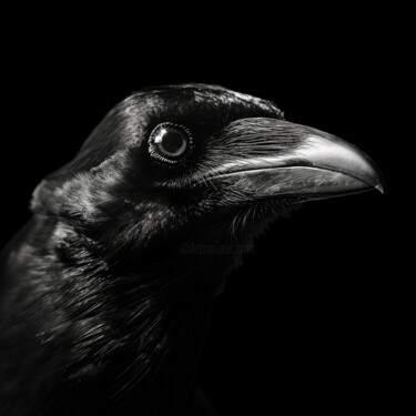 Digitale Kunst mit dem Titel "Black Raven" von Viktoriia Gladkova, Original-Kunstwerk, KI-generiertes Bild