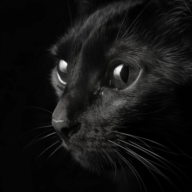 Digitale Kunst getiteld "Black cat 2" door Viktoriia Gladkova, Origineel Kunstwerk, AI gegenereerde afbeelding