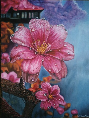 Картина под названием "Heavenly Flowers" - Виктория Комашинская, Подлинное произведение искусства, Масло Установлен на Дерев…