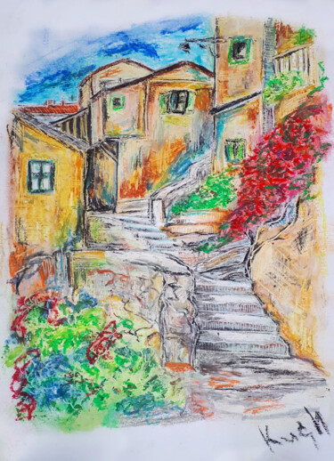 Desenho intitulada "Italy is love" por Viktoriia Kush, Obras de arte originais, Pastel
