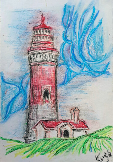 Drawing titled "beacon" by Viktoriia Kush, Original Artwork, Pastel