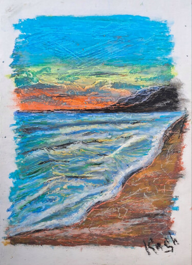 Dibujo titulada "Sea" por Viktoriia Kush, Obra de arte original, Pastel