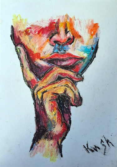 Dessin intitulée "I am thinking" par Viktoriia Kush, Œuvre d'art originale, Pastel