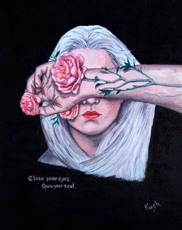 绘画 标题为“Close your eyes ope…” 由Viktoriia Kush, 原创艺术品, 油